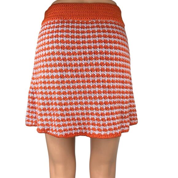 Zara Women's Orange Crochet Knitted Pattern Mini Straight Pencil Skirt Size M - Picture 3 of 5